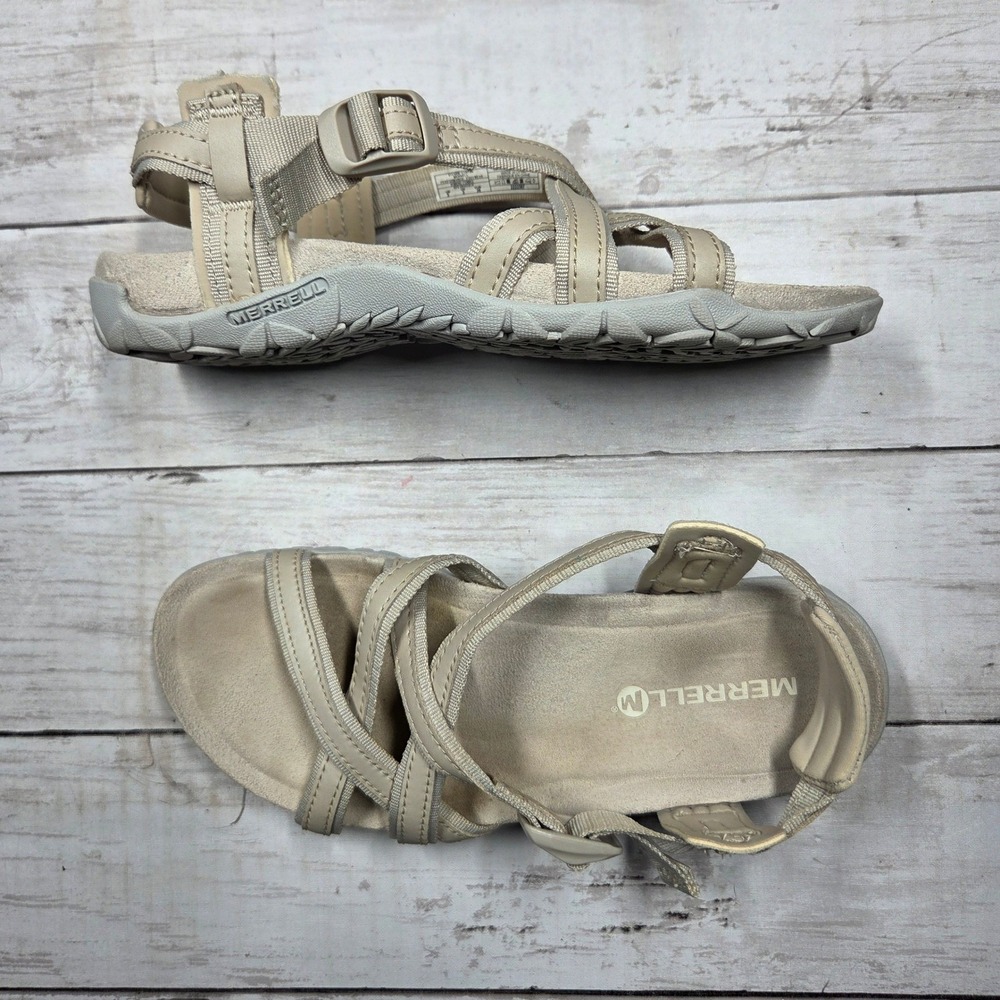 Merrell Terran Lattice II Sandals Strappy Athletic Women 5 Taupe Beige J94394‎